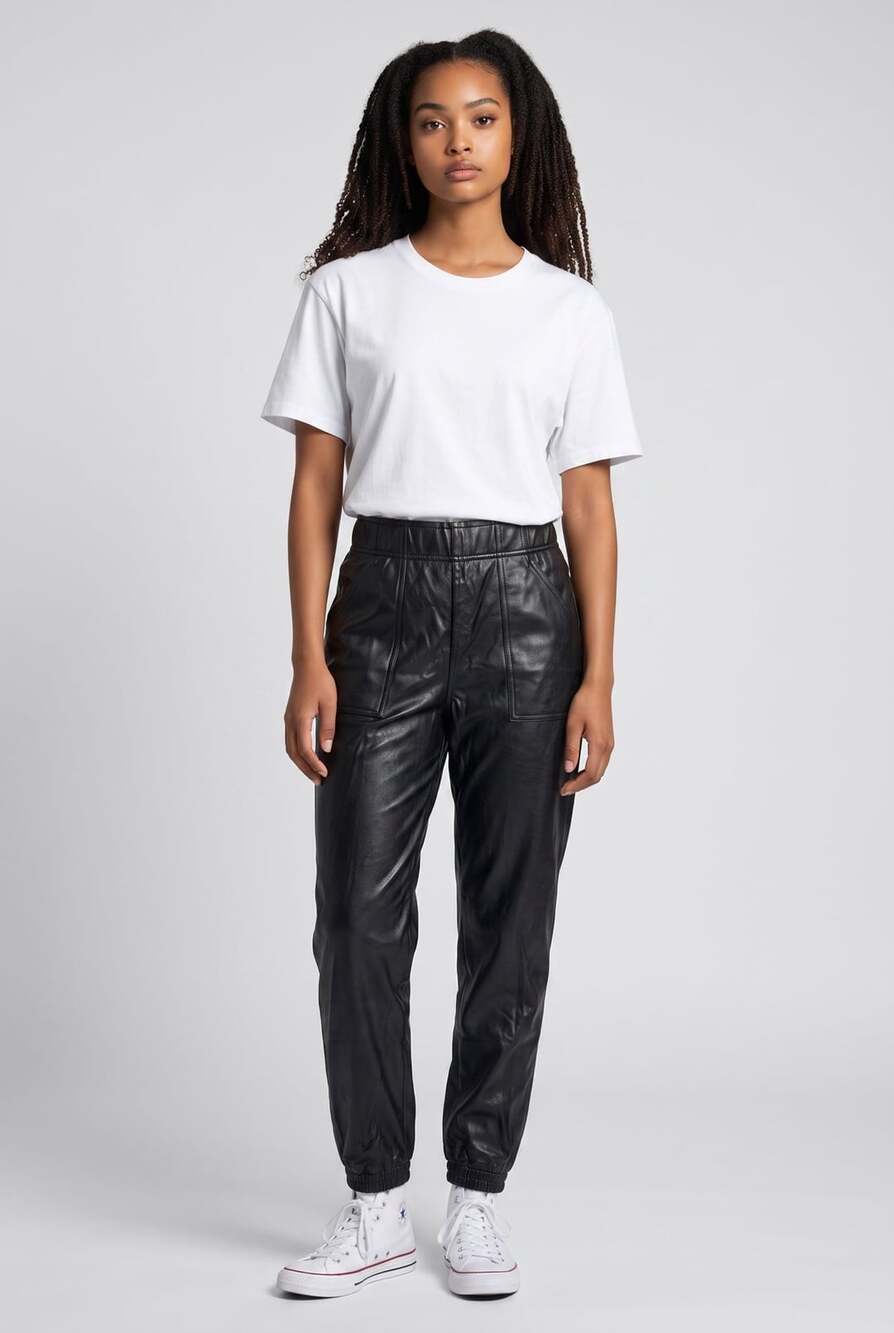 SPANX Faux Leather Jogger Pants Black XS/TP